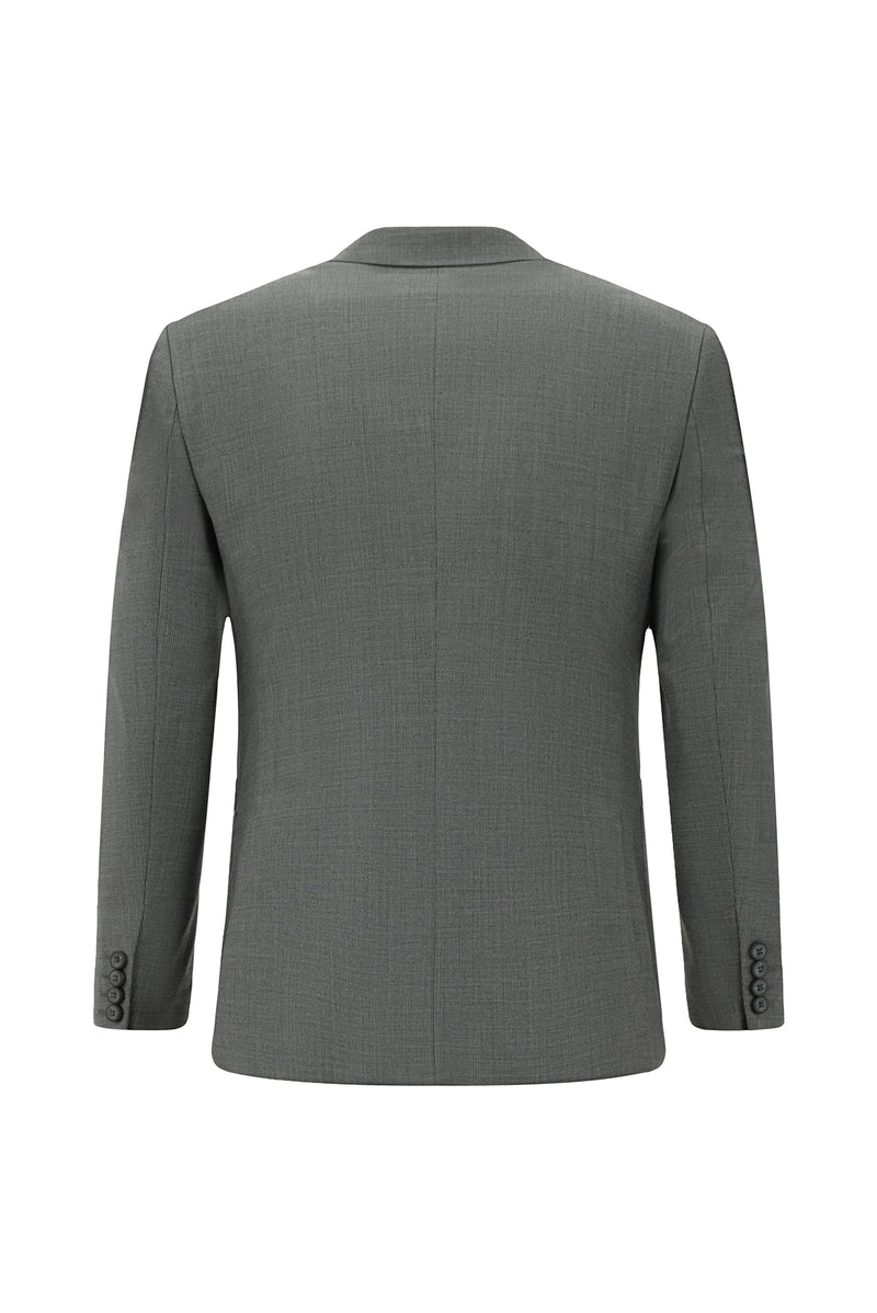 Orta Füme Super Slim Fit Ekstra Dar Kesim Desenli Yünlü Takım Elbise