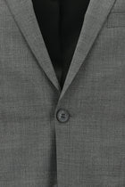 Orta Füme Super Slim Fit Ekstra Dar Kesim Desenli Yünlü Takım Elbise