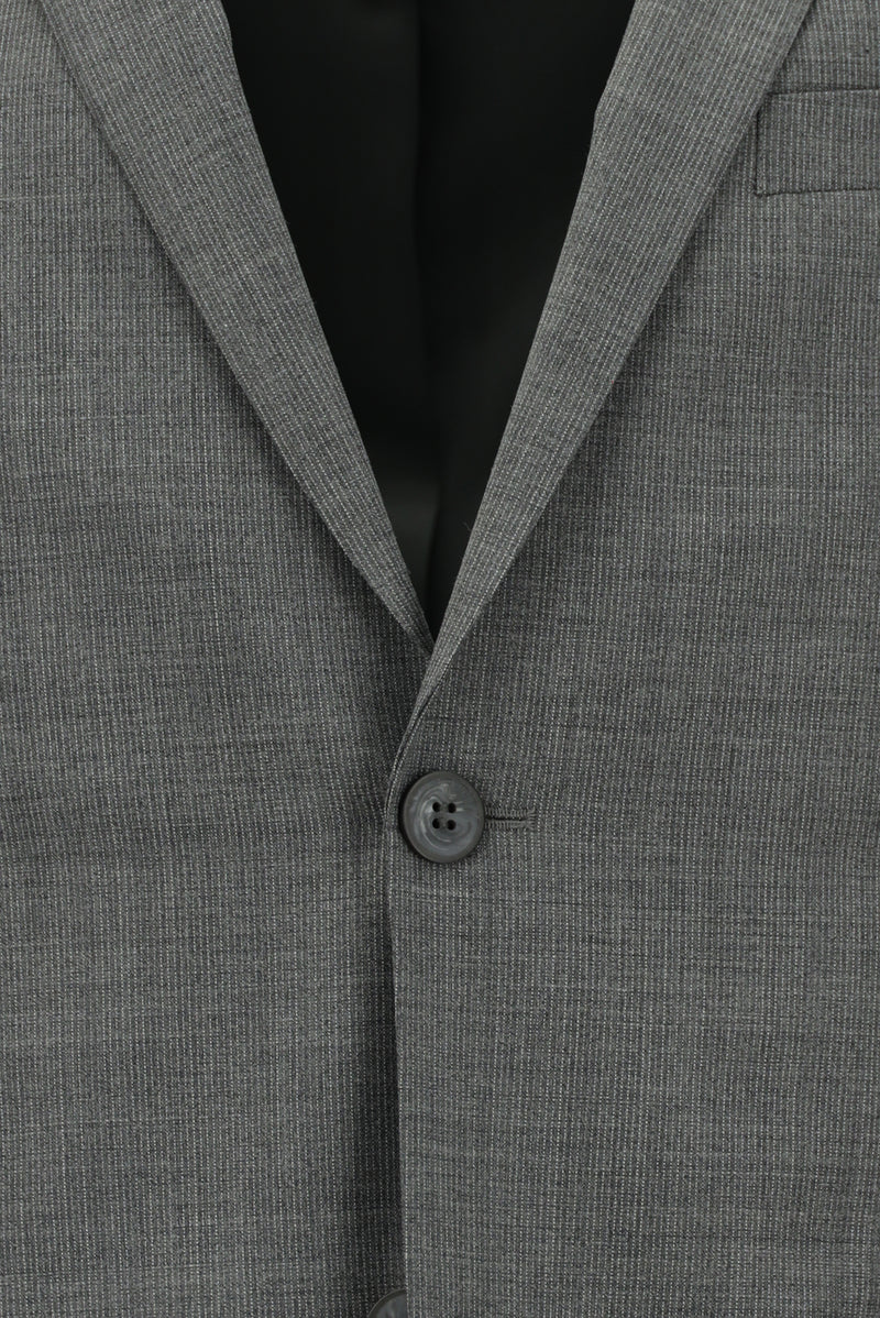 Orta Füme Super Slim Fit Ekstra Dar Kesim Desenli Yünlü Takım Elbise