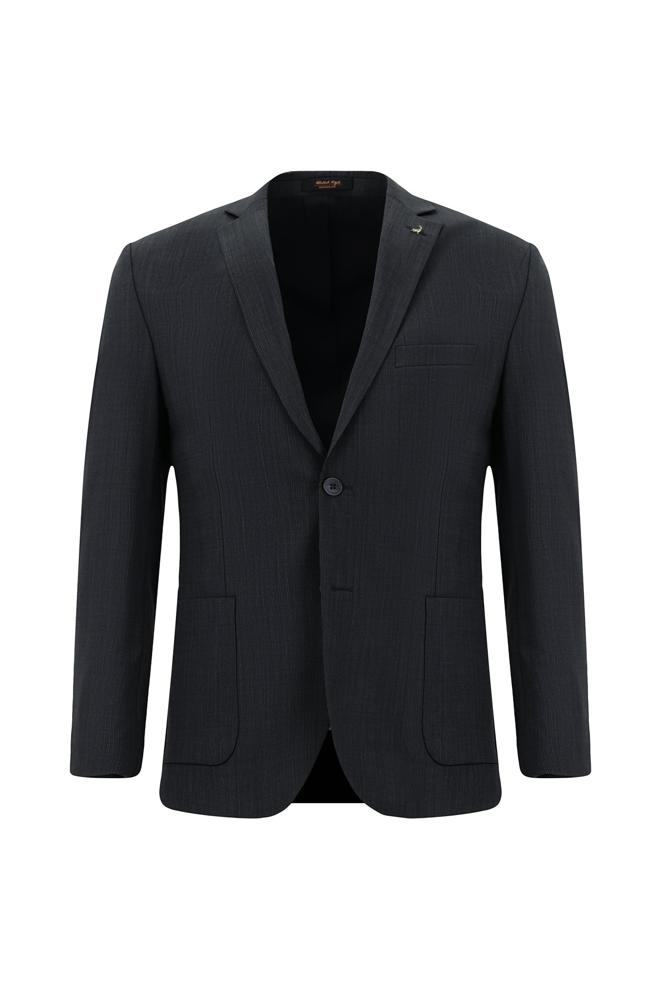 Koyu Lacivert Super Slim Fit Ekstra Dar Kesim Desenli Yünlü Takım Elbise