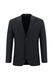 Koyu Lacivert Super Slim Fit Ekstra Dar Kesim Desenli Yünlü Takım Elbise