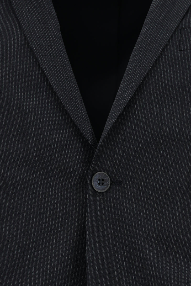 Koyu Lacivert Super Slim Fit Ekstra Dar Kesim Desenli Yünlü Takım Elbise