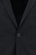 Koyu Lacivert Super Slim Fit Ekstra Dar Kesim Desenli Yünlü Takım Elbise