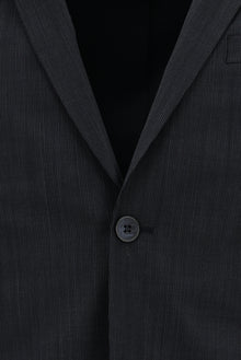 Koyu Lacivert Super Slim Fit Ekstra Dar Kesim Desenli Yünlü Takım Elbise