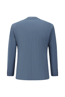 Mavi Slim Fit Dar Kesim Yünlü Çizgili Kruvaze Takım Elbise