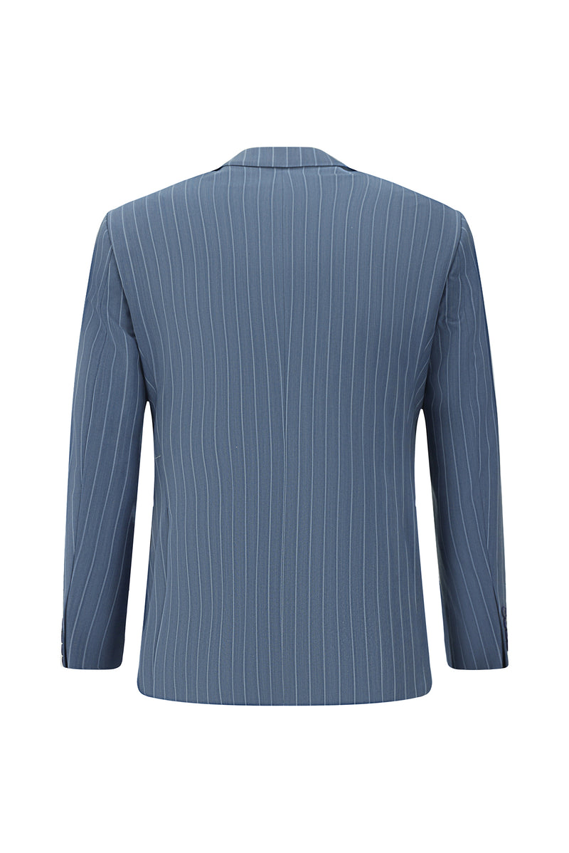 Mavi Slim Fit Dar Kesim Yünlü Çizgili Kruvaze Takım Elbise