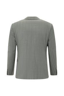 Aç?k Füme 7 Drop Slim Fit Dar Kesim Yünlü Çizgili Tak?m Elbise-Abdullah Ki??l?