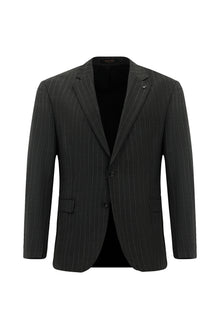 Koyu Füme 4 Drop Relaxed Fit Rahat Kesim Yünlü Çizgili Beli Lastikli Pileli Tak?m Elbise-Abdullah Ki??l?