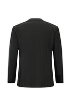 Koyu Füme Relaxed Fit Rahat Kesim Yünlü Klasik Çizgili Beli Lastikli Pileli Takım Elbise