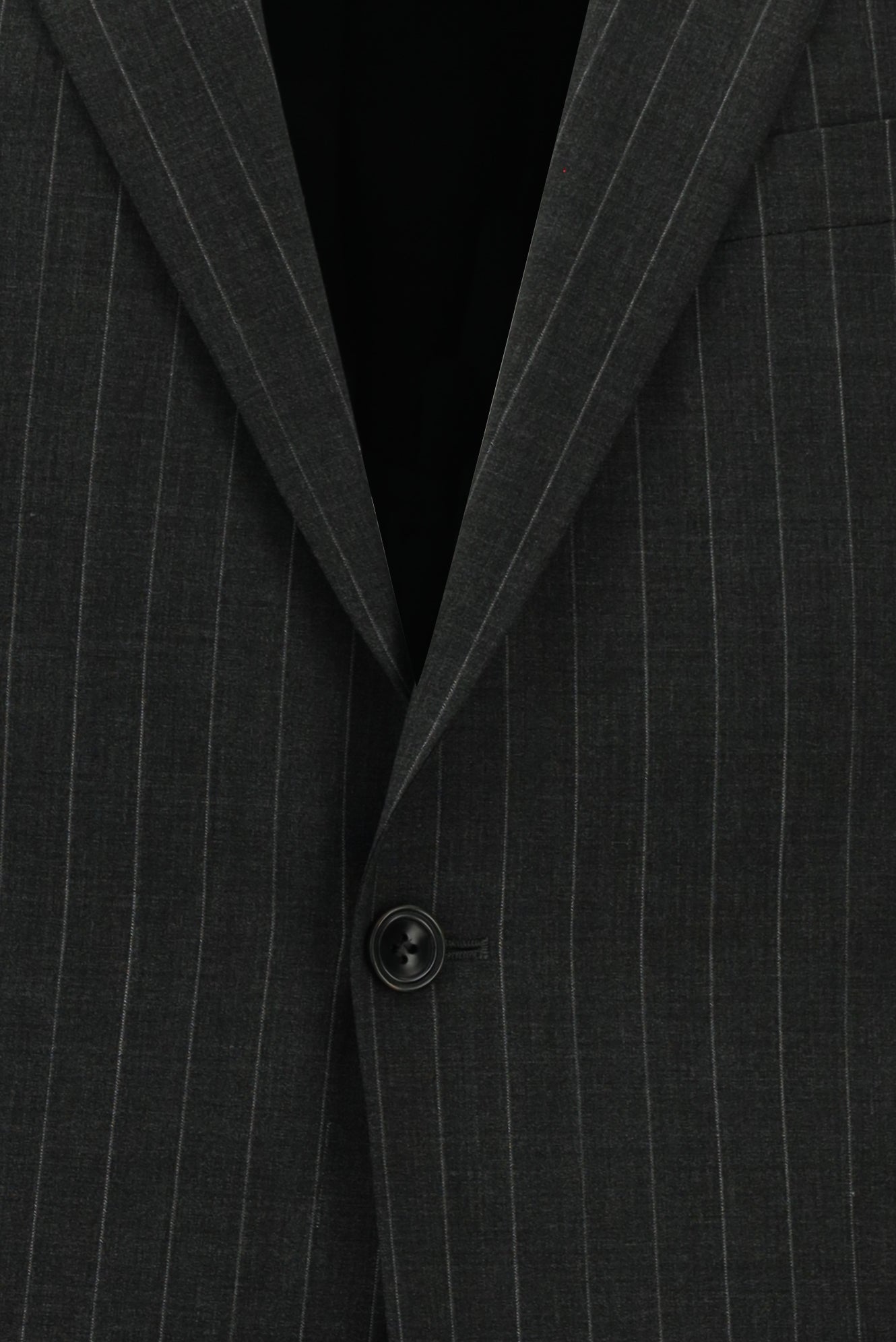 Koyu Füme Relaxed Fit Rahat Kesim Yünlü Klasik Çizgili Beli Lastikli Pileli Takım Elbise