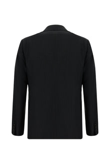 Koyu Antrasit 7 Drop Slim Fit Dar Kesim Çizgili Yünlü Kruvaze Tak?m Elbise-Abdullah Ki??l?