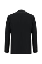 Koyu Antrasit Slim Fit Dar Kesim Çizgili Yünlü Kruvaze Takım Elbise