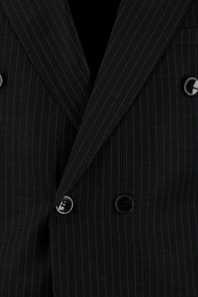 Koyu Antrasit 7 Drop Slim Fit Dar Kesim Çizgili Yünlü Kruvaze Tak?m Elbise-Abdullah Ki??l?