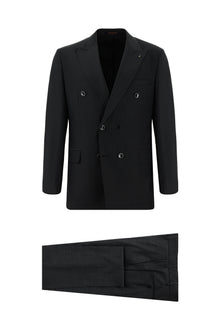 Orta Antrasit 7 Drop Slim Fit Dar Kesim Çizgili Yünlü Kruvaze Tak?m Elbise-Abdullah Ki??l?