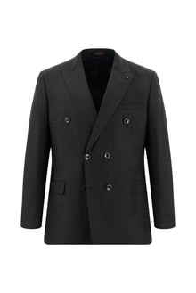 Orta Antrasit 7 Drop Slim Fit Dar Kesim Çizgili Yünlü Kruvaze Tak?m Elbise-Abdullah Ki??l?