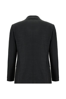 Orta Antrasit 7 Drop Slim Fit Dar Kesim Çizgili Yünlü Kruvaze Tak?m Elbise-Abdullah Ki??l?