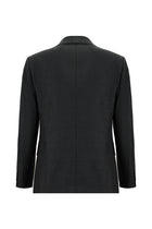 Orta Antrasit Slim Fit Dar Kesim Çizgili Yünlü Kruvaze Takım Elbise