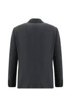 Koyu Füme Regular Fit Yünlü Kruvaze Çizgili Takım Elbise