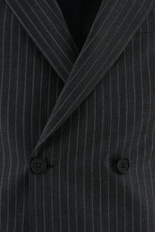 Koyu Füme 7 Drop Slim Fit Dar Kesim Yünlü Kruvaze Çizgili Tak?m Elbise-Abdullah Ki??l?
