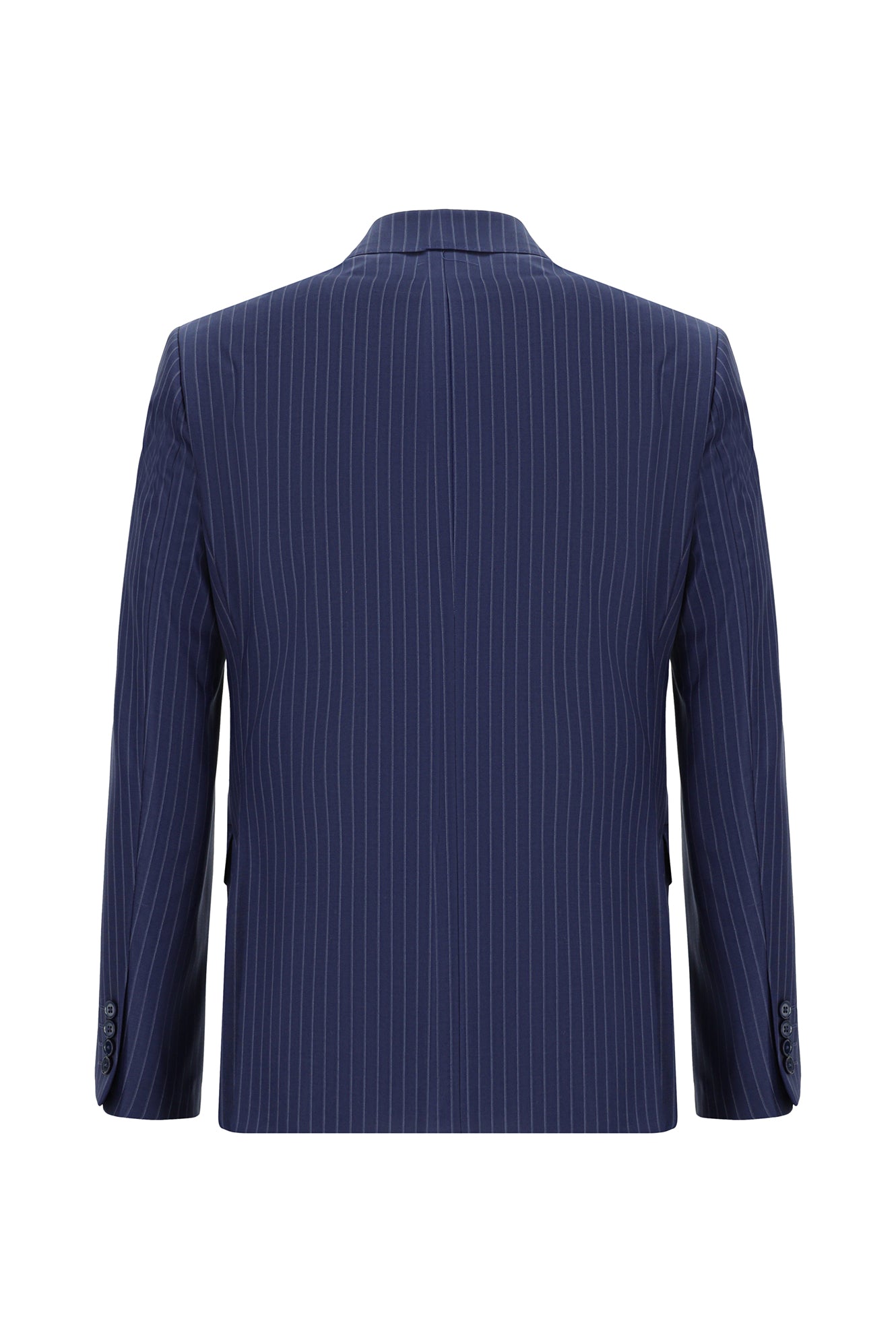 Açık Lacivert Regular Fit Yünlü Kruvaze Çizgili Takım Elbise