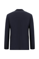 Koyu Lacivert Slim Fit Dar Kesim Yünlü Kruvaze Çizgili Takım Elbise