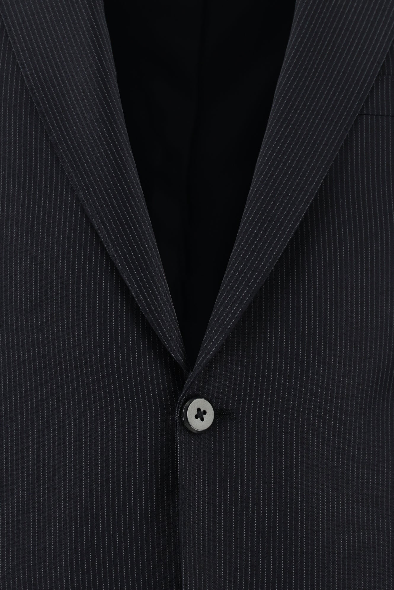 Koyu Lacivert Slim Fit Dar Kesim Yünlü Çizgili Klasik Takım Elbise