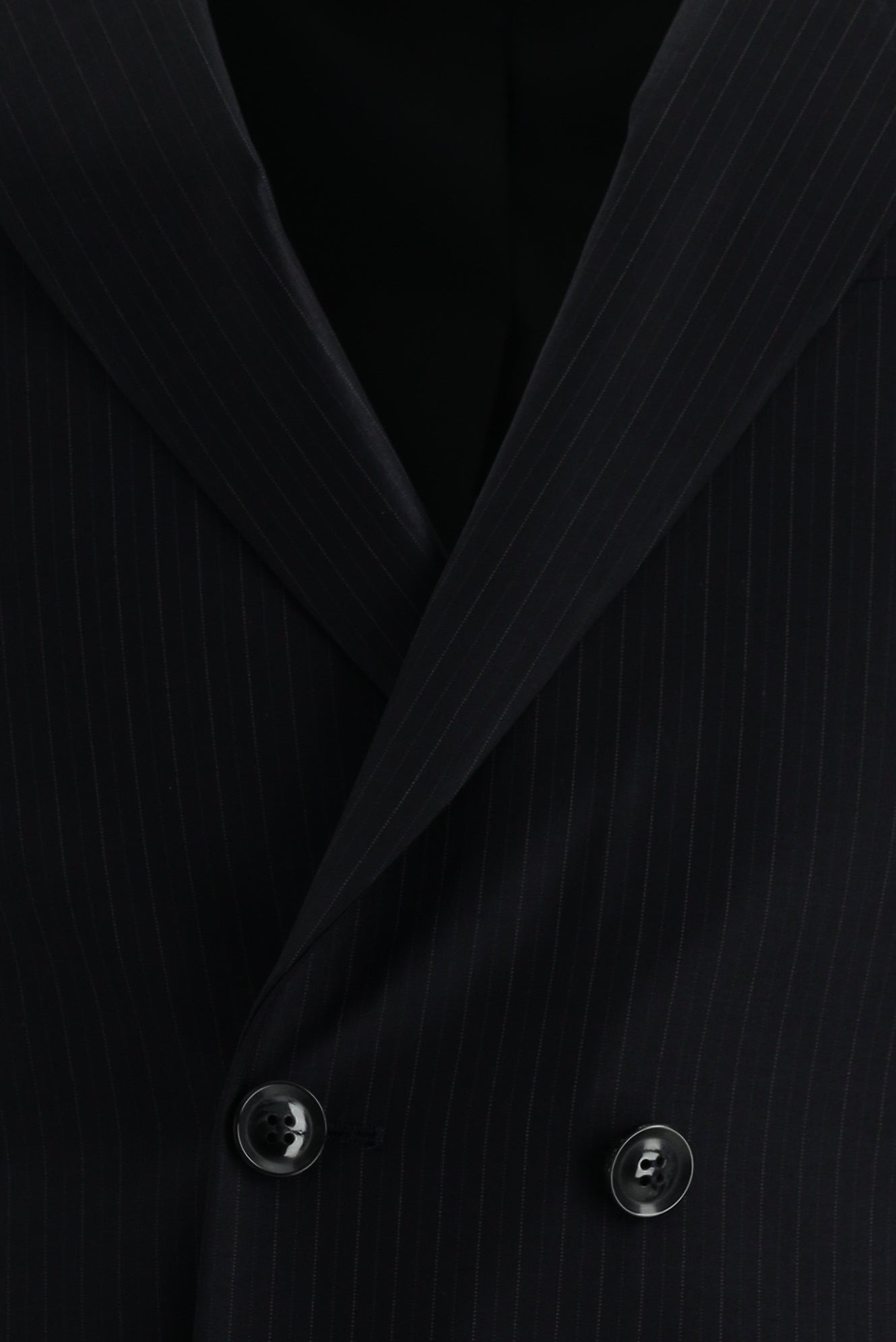 Siyah Super Slim Fit Ekstra Dar Kesim Fit Yünlü Kruvaze Çizgili Takım Elbise