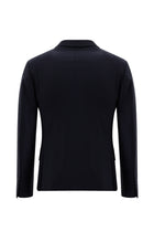 Koyu Lacivert Super Slim Fit Ekstra Dar Kesim Yünlü Kruvaze Çizgili Takım Elbise