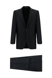 Siyah 6 Drop Regular Fit Standart Kesim Yünlü Çizgili Tak?m Elbise-Abdullah Ki??l?
