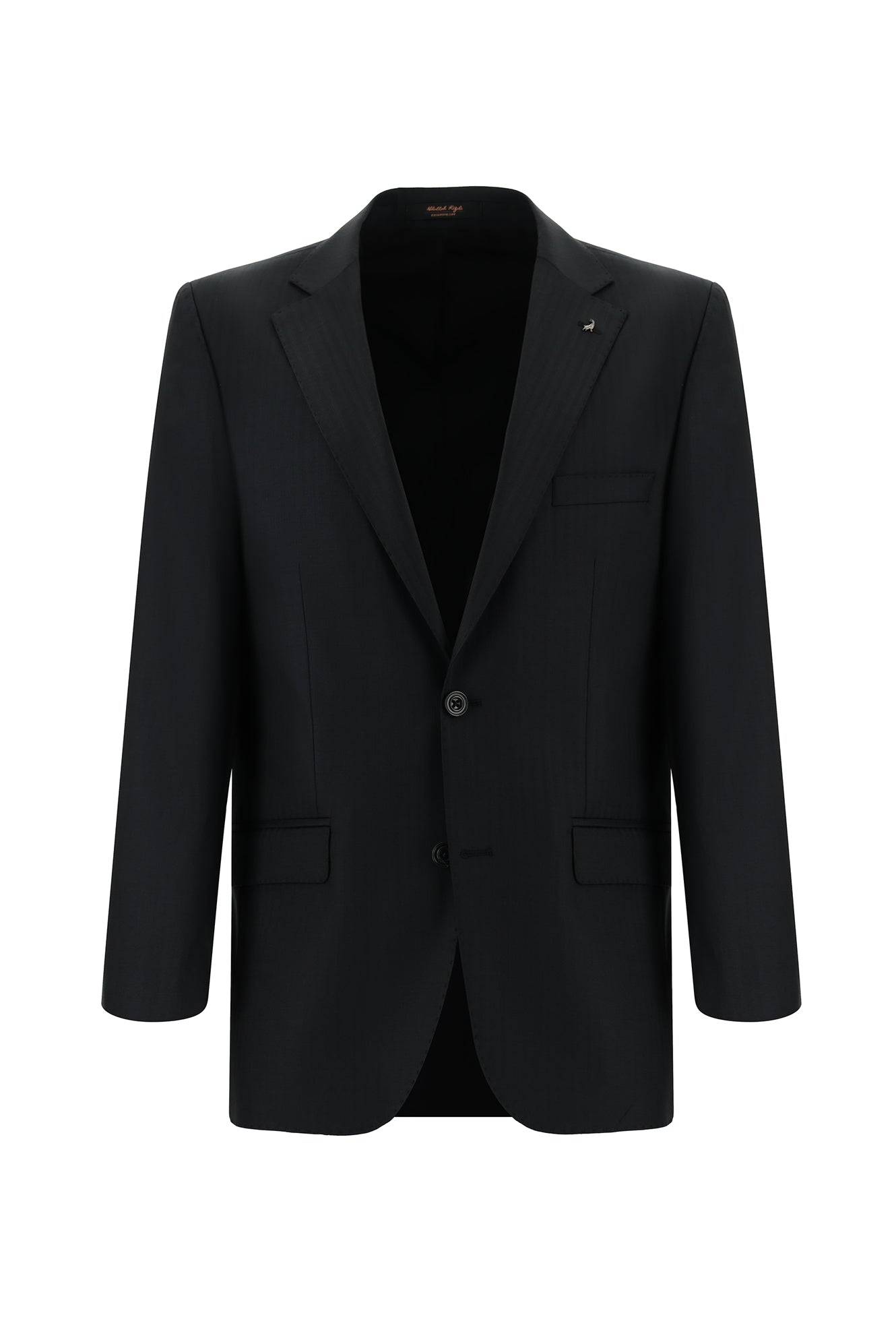 Siyah Regular Fit Yünlü Klasik Çizgili Takım Elbise