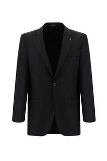 Siyah 6 Drop Regular Fit Standart Kesim Yünlü Çizgili Tak?m Elbise-Abdullah Ki??l?