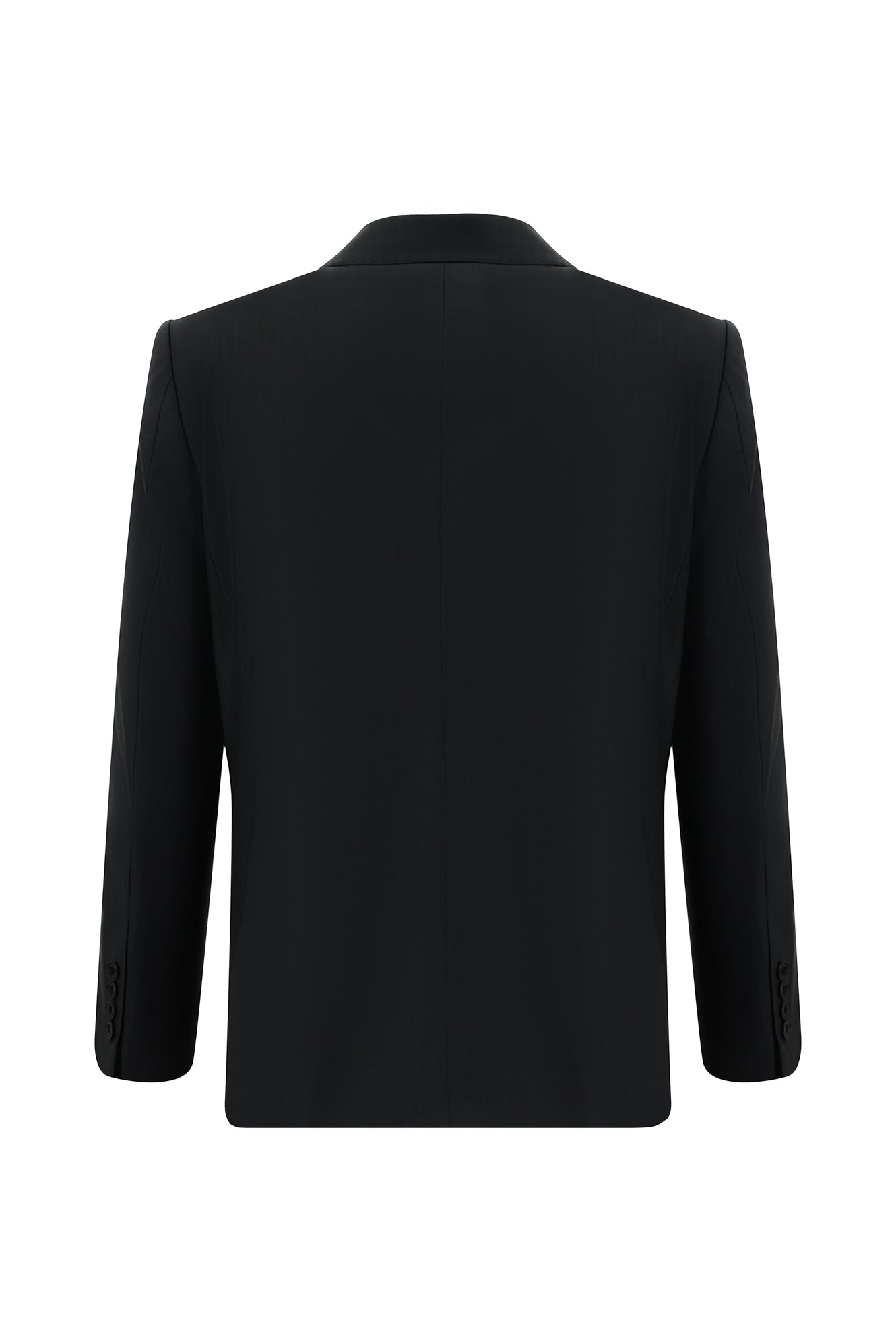 Siyah Regular Fit Yünlü Klasik Çizgili Takım Elbise