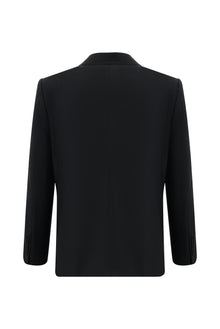 Siyah Regular Fit Yünlü Klasik Çizgili Takım Elbise