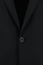 Siyah Regular Fit Yünlü Klasik Çizgili Takım Elbise