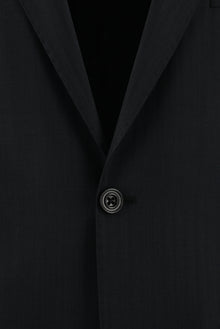 Siyah Regular Fit Yünlü Klasik Çizgili Takım Elbise