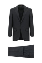 Koyu Füme Regular Fit Yünlü Klasik Çizgili Takım Elbise