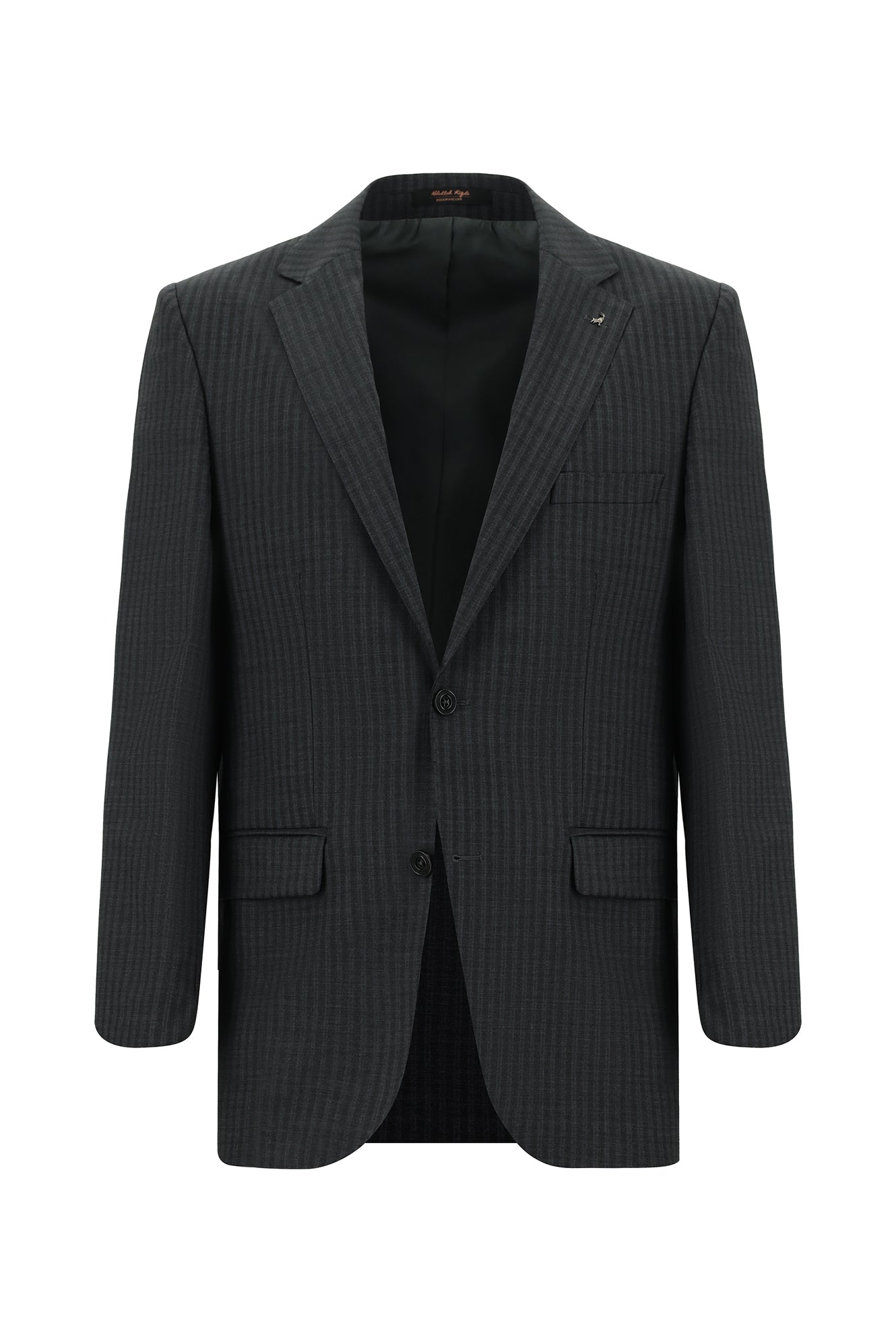 Koyu Füme 6 Drop Regular Fit Standart Kesim Yünlü Çizgili Tak?m Elbise-Abdullah Ki??l?