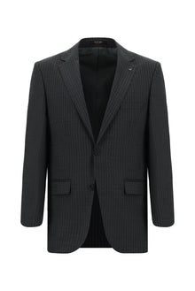 Koyu Füme 6 Drop Regular Fit Standart Kesim Yünlü Çizgili Tak?m Elbise-Abdullah Ki??l?