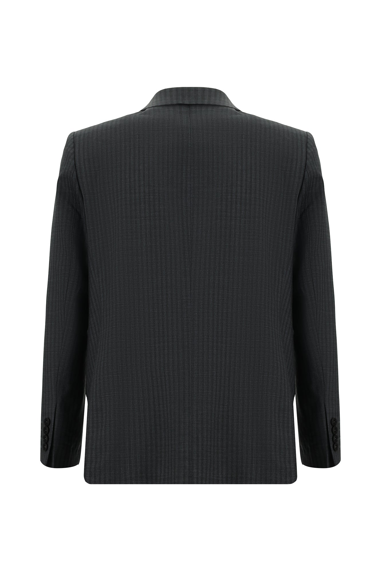 Koyu Füme Regular Fit Yünlü Klasik Çizgili Takım Elbise