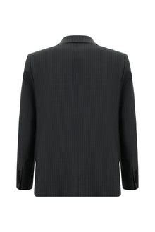 Koyu Füme Regular Fit Yünlü Klasik Çizgili Takım Elbise