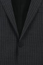 Koyu Füme Relaxed Fit Rahat Kesim Yünlü Klasik Çizgili Takım Elbise