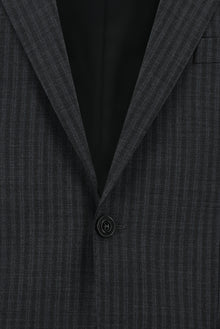 Koyu Füme Relaxed Fit Rahat Kesim Yünlü Klasik Çizgili Takım Elbise