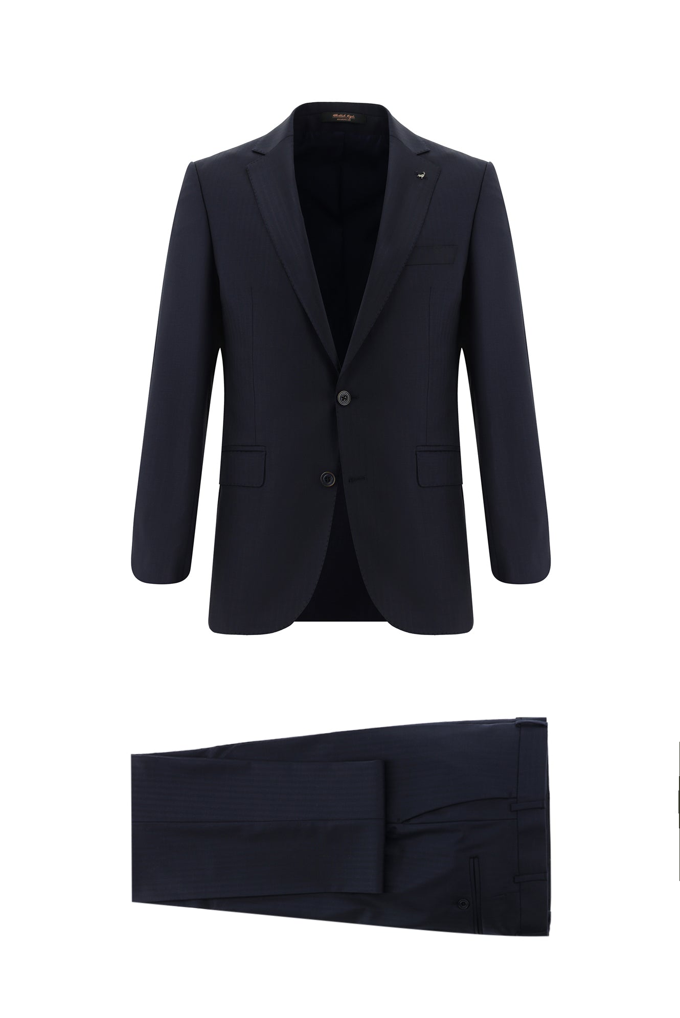 Koyu Lacivert Regular Fit Yünlü Klasik Çizgili Takım Elbise