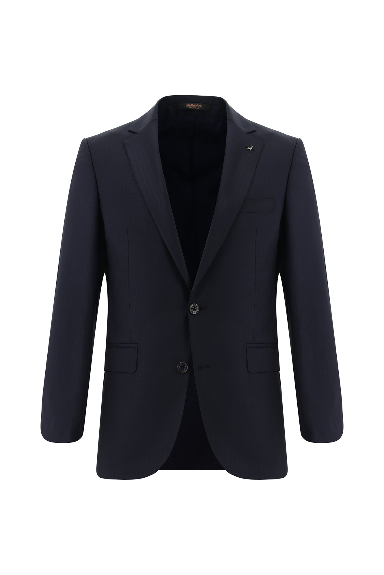 Koyu Lacivert Regular Fit Yünlü Klasik Çizgili Takım Elbise