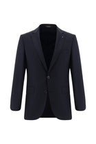 Koyu Lacivert Regular Fit Yünlü Klasik Çizgili Takım Elbise