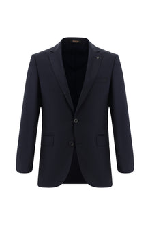 Koyu Lacivert 6 Drop Regular Fit Standart Kesim Yünlü Çizgili Tak?m Elbise-Abdullah Ki??l?