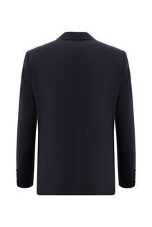 Koyu Lacivert Regular Fit Yünlü Klasik Çizgili Takım Elbise