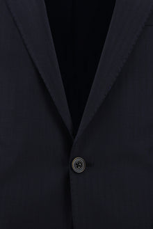 Koyu Lacivert 4 Drop Relaxed Fit Rahat Kesim Yünlü Çizgili Tak?m Elbise-Abdullah Ki??l?