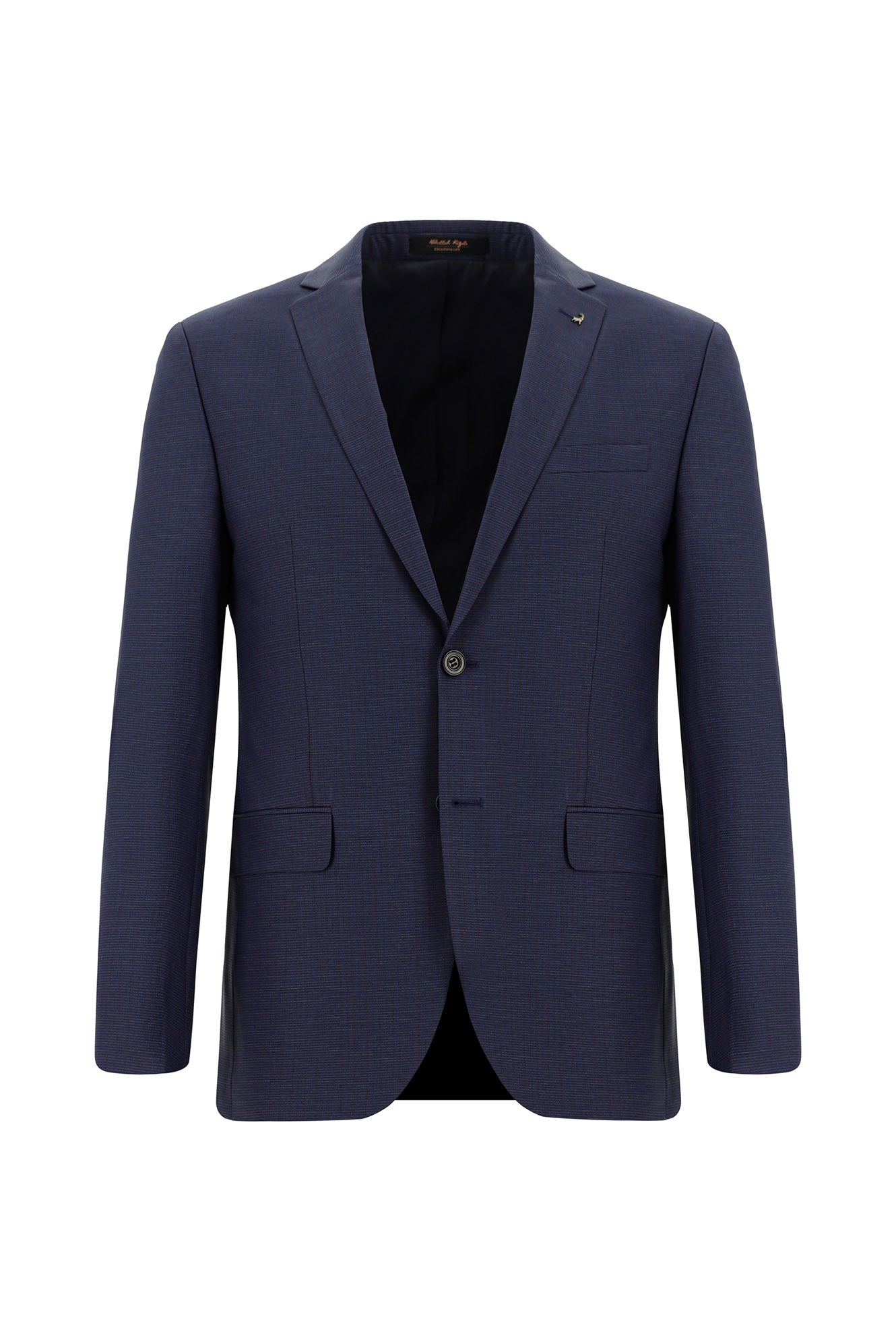 Orta Lacivert Super Slim Fit Ekstra Dar Kesim Yünlü Klasik Desenli Takım Elbise