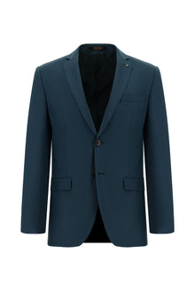 Koyu Yeşil Super Slim Fit Ekstra Dar Kesim Yünlü Klasik Desenli Takım Elbise